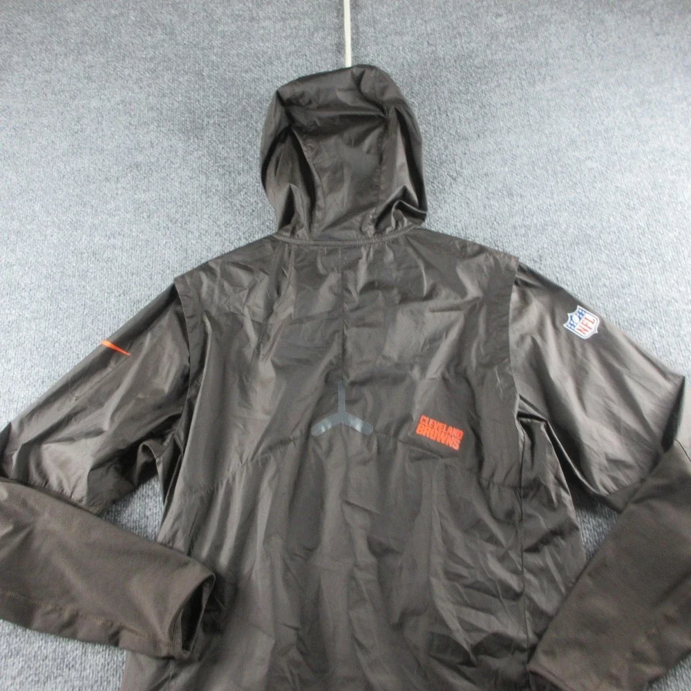 Cleveland Browns Jacket Mens Medium Brown NFL Football Nike Hooded Quarter Zip